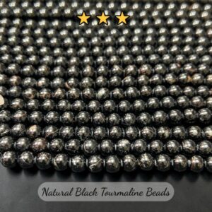 Natural Black Tourmaline Stone 3 Star Quality 8mm 10 mm Plane Beads Strings