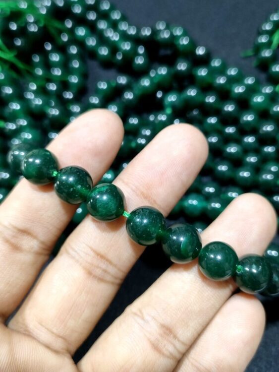 Natural Green Jade Stone 8mm 10mm Plane Beads Strings Wholesale Bulk Supply Direct From Factory