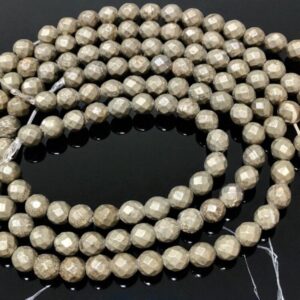 Natural Pyrite Stone 8mm Faceted Beads Strings Energy Healing Crystals