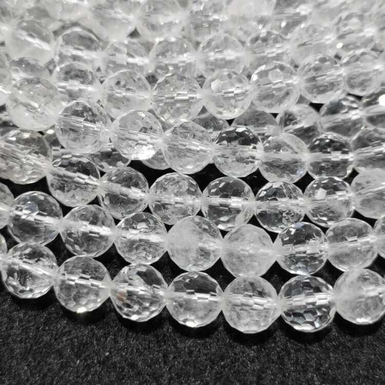 Faceted Brazilian Clear Quartz Stone Star Quality 8mm Plane Beads Strings Lines Wholesale - Image 2