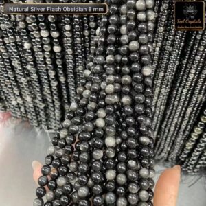 Natural Silver Obsidian Stone Star Quality 4mm 6mm 8mm 10mm Plane Beads Strings Lines Wholesale Bulk Supply Direct From Factory