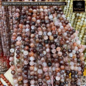 Natural Lithium (Red Iron) Quartz Stone Star Quality 8mm 10mm Plane Beads Strings Wholesale Bulk Supply