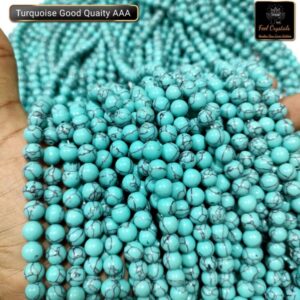 Natural Turquoise Stone With Black Lines AA Quality 8mm Plane Beads Strings Natural Gemstones Factory Price