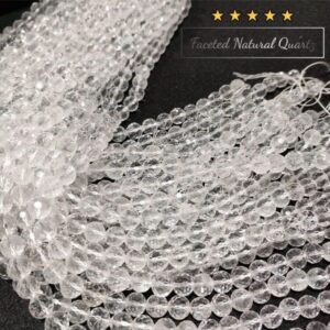 Faceted Brazilian Clear Quartz Stone Star Quality 8mm Plane Beads Strings Lines Wholesale