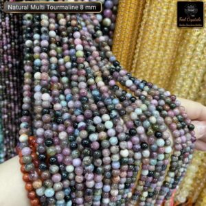 Natural Multi Tourmaline Stone Star Quality 8mm Plane Beads Strings Energy Healing Crystals
