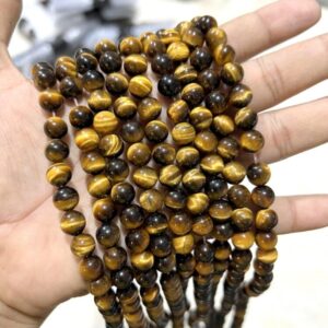 Natural Tiger Eye Stone Star Quality 8mm Plane Beads Strings Wholesale Bulk Supply Factory Price